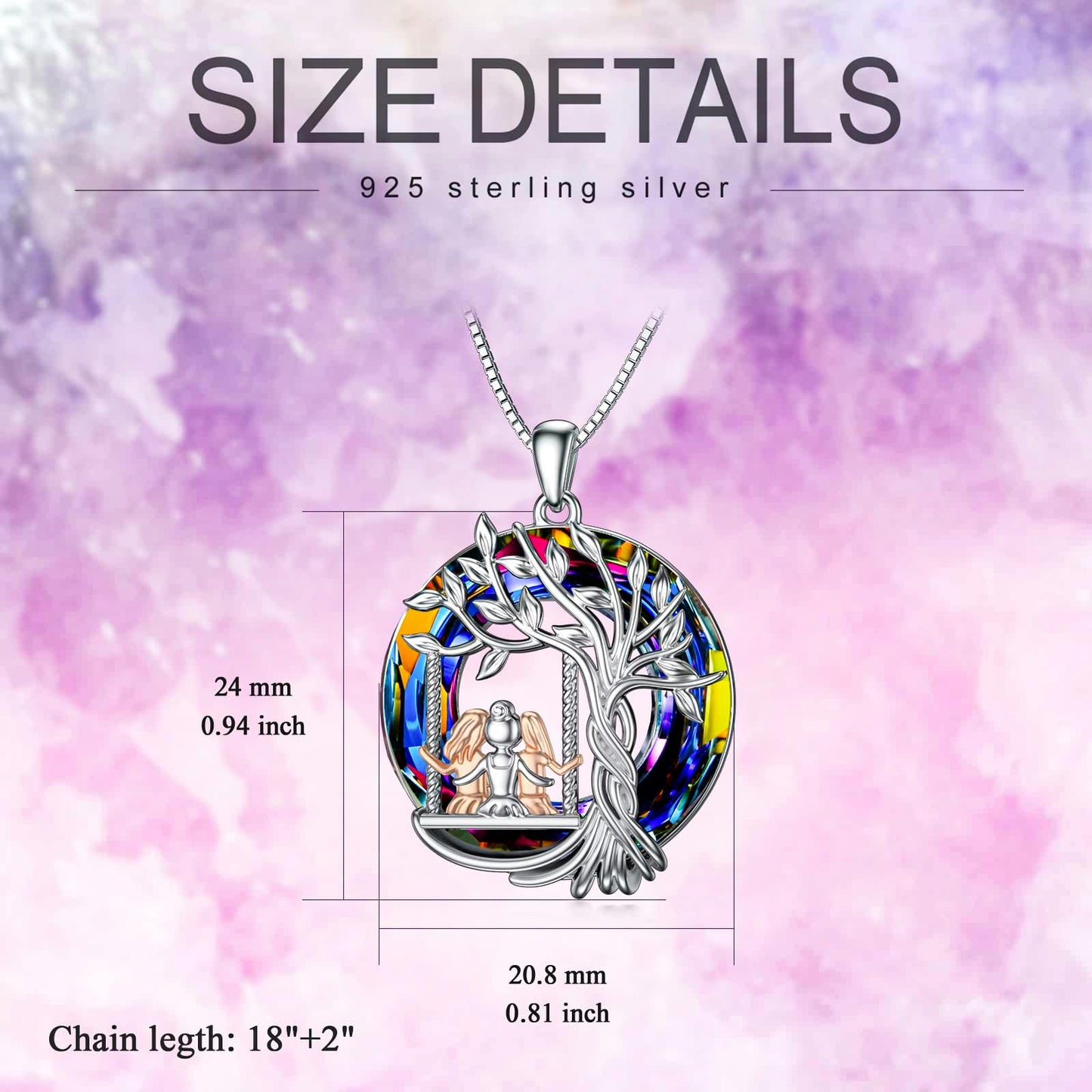 S925 Sisters Never Walk Alone Crystal Necklace