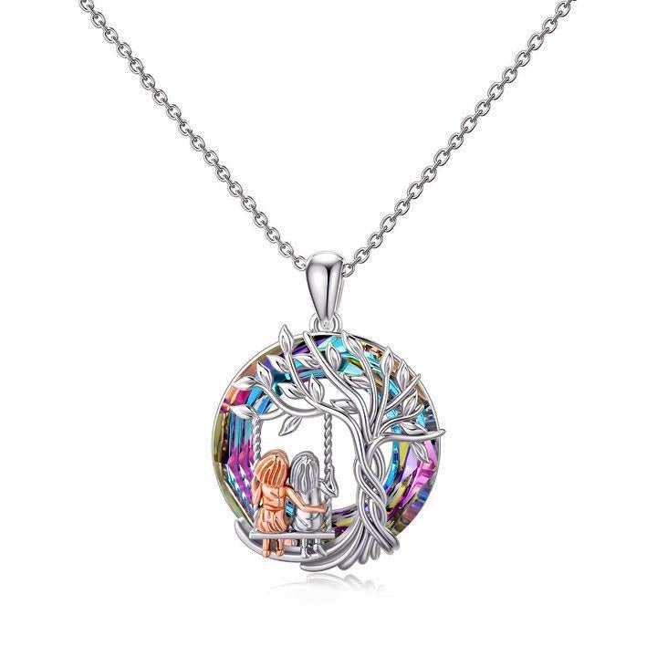 S925 Sisters Never Walk Alone Crystal Necklace