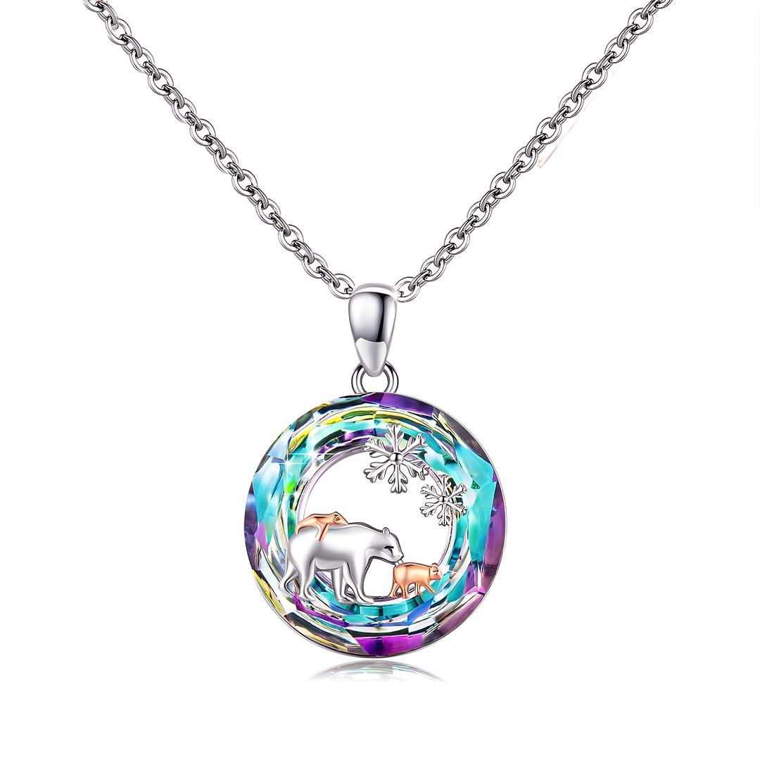 S925 Bear Snowflake Crystal Necklace