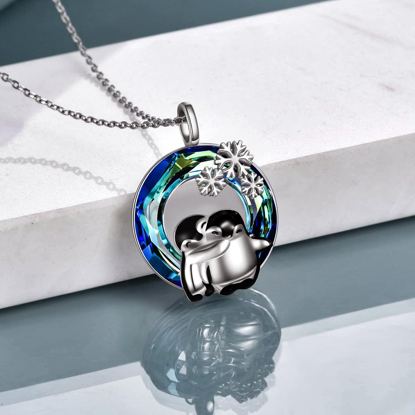 S925 Penguin Crystal Necklace