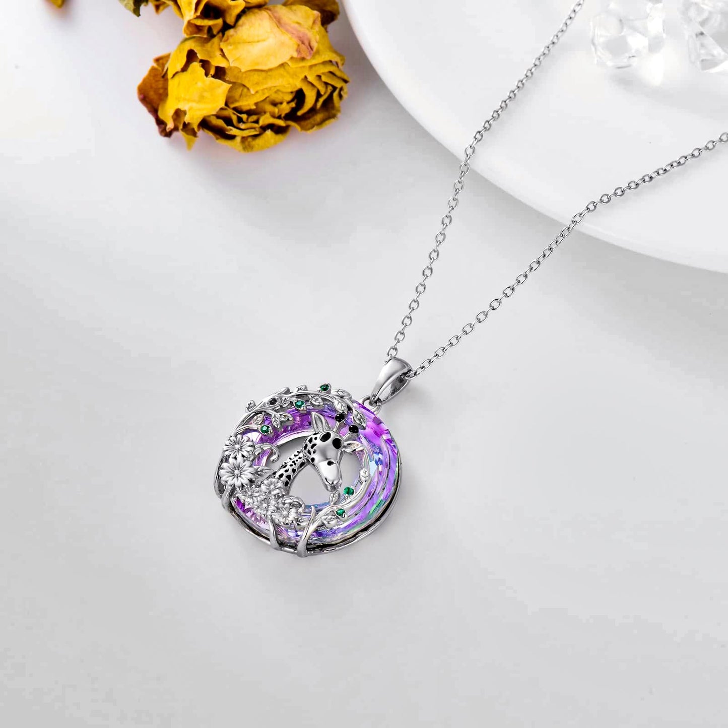 S925 Giraffe Crystal Necklace