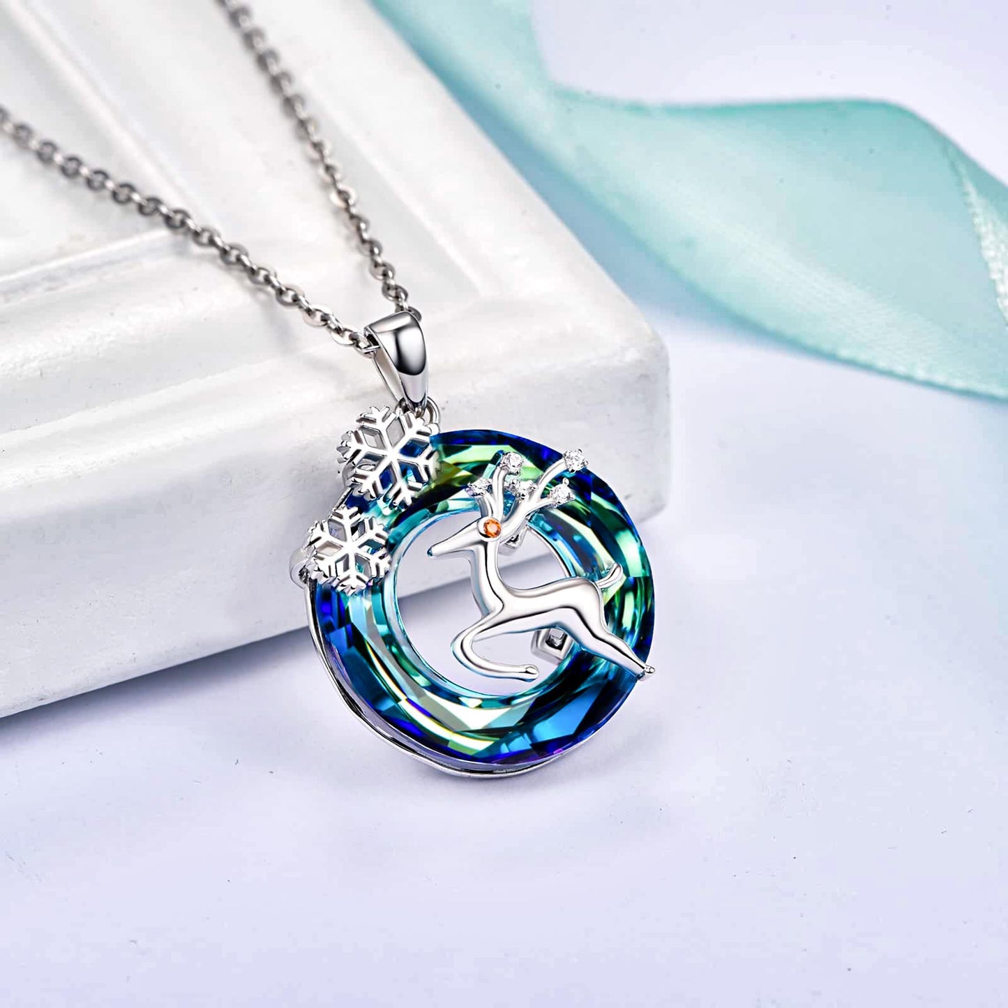 S925 Deer Crystal Necklace