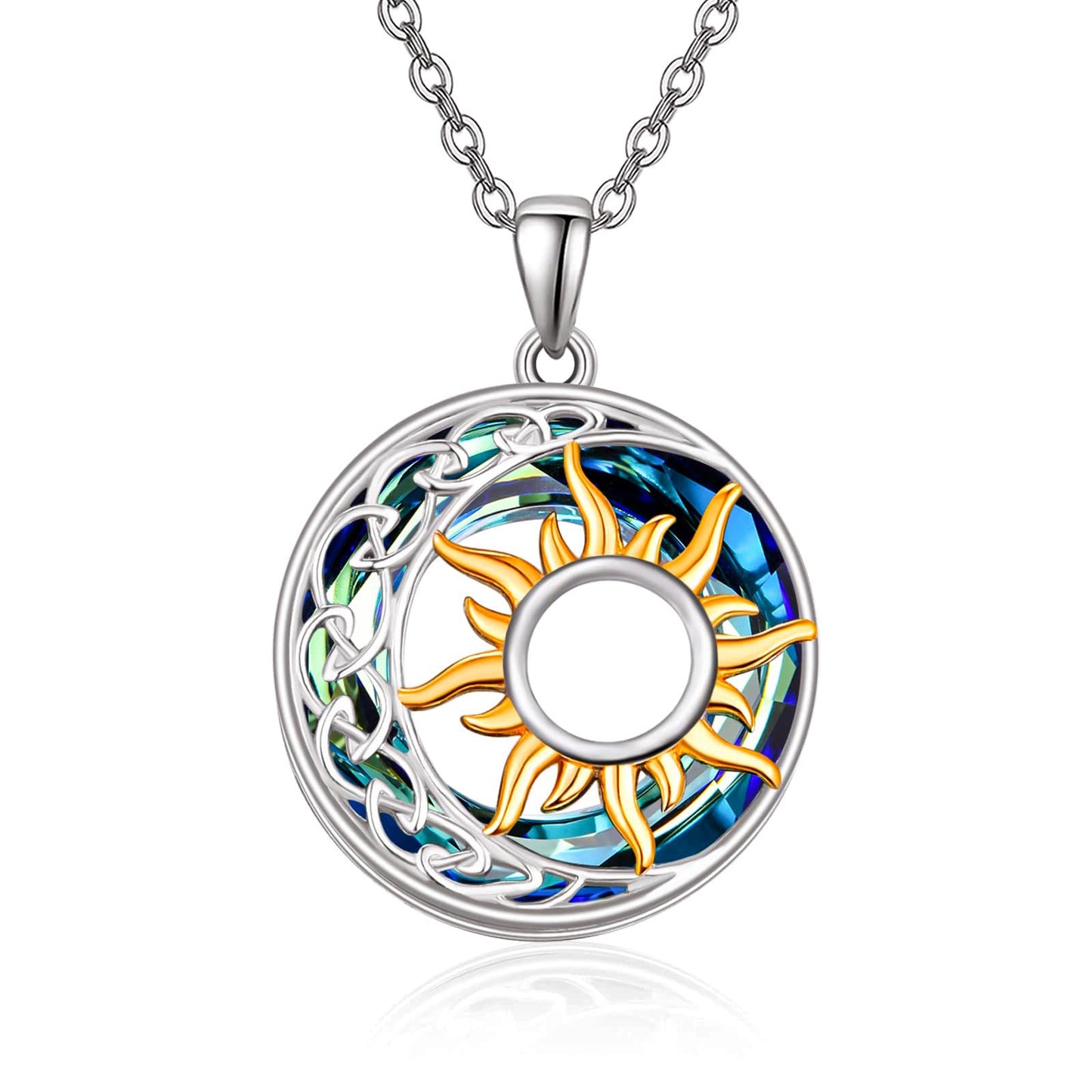 S925 Moon and Sun Crystal Necklace