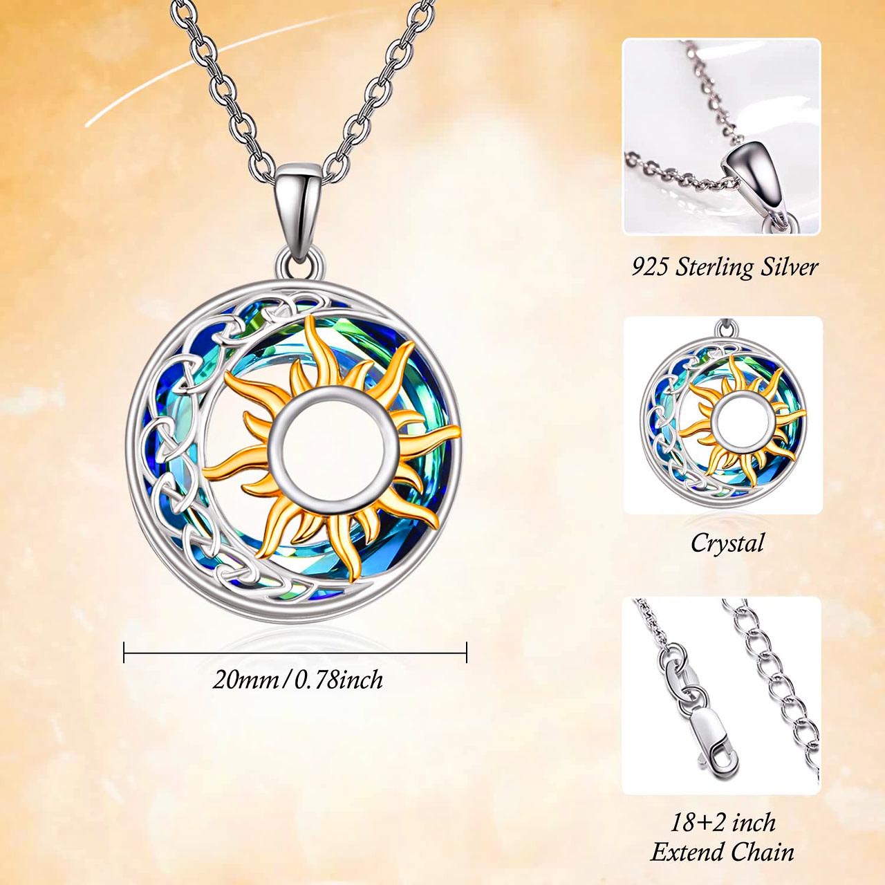 S925 Moon and Sun Crystal Necklace