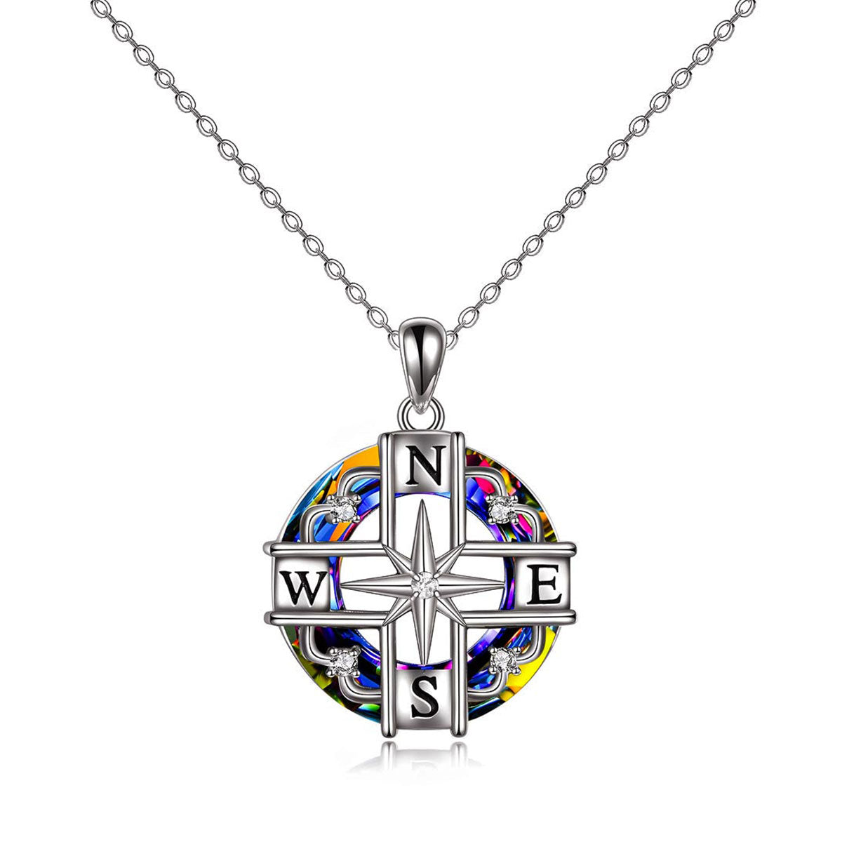 S925 Compass Crystal Necklace