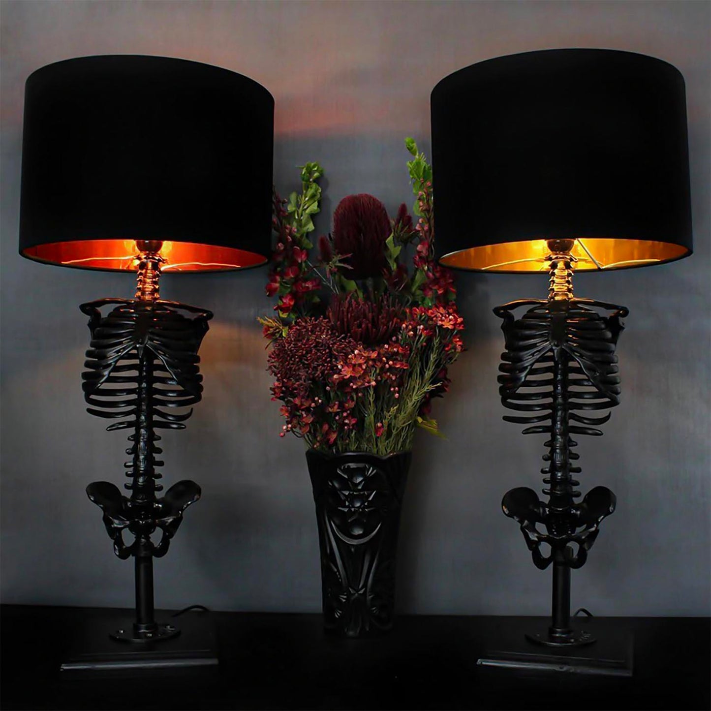 Handmade Skeleton Table Gothic Home Decor Lamp