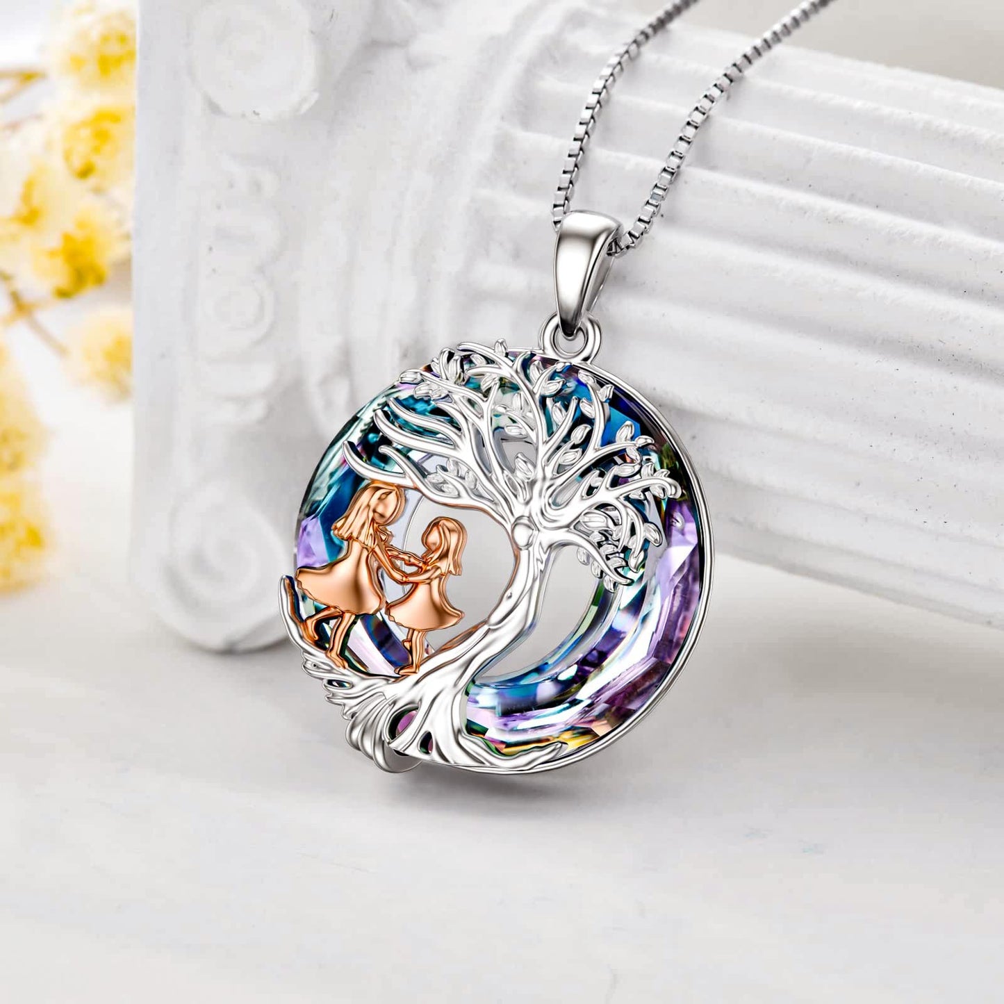 S925 Always Be with You Crystal Life Tree Necklace