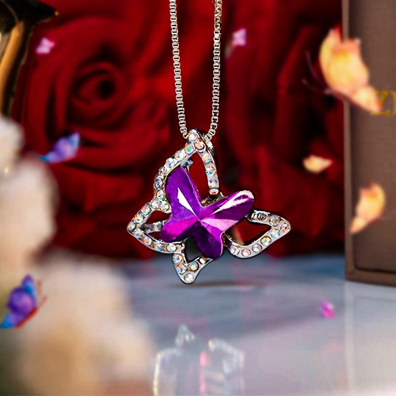 S925 Crystal Butterfly Necklace