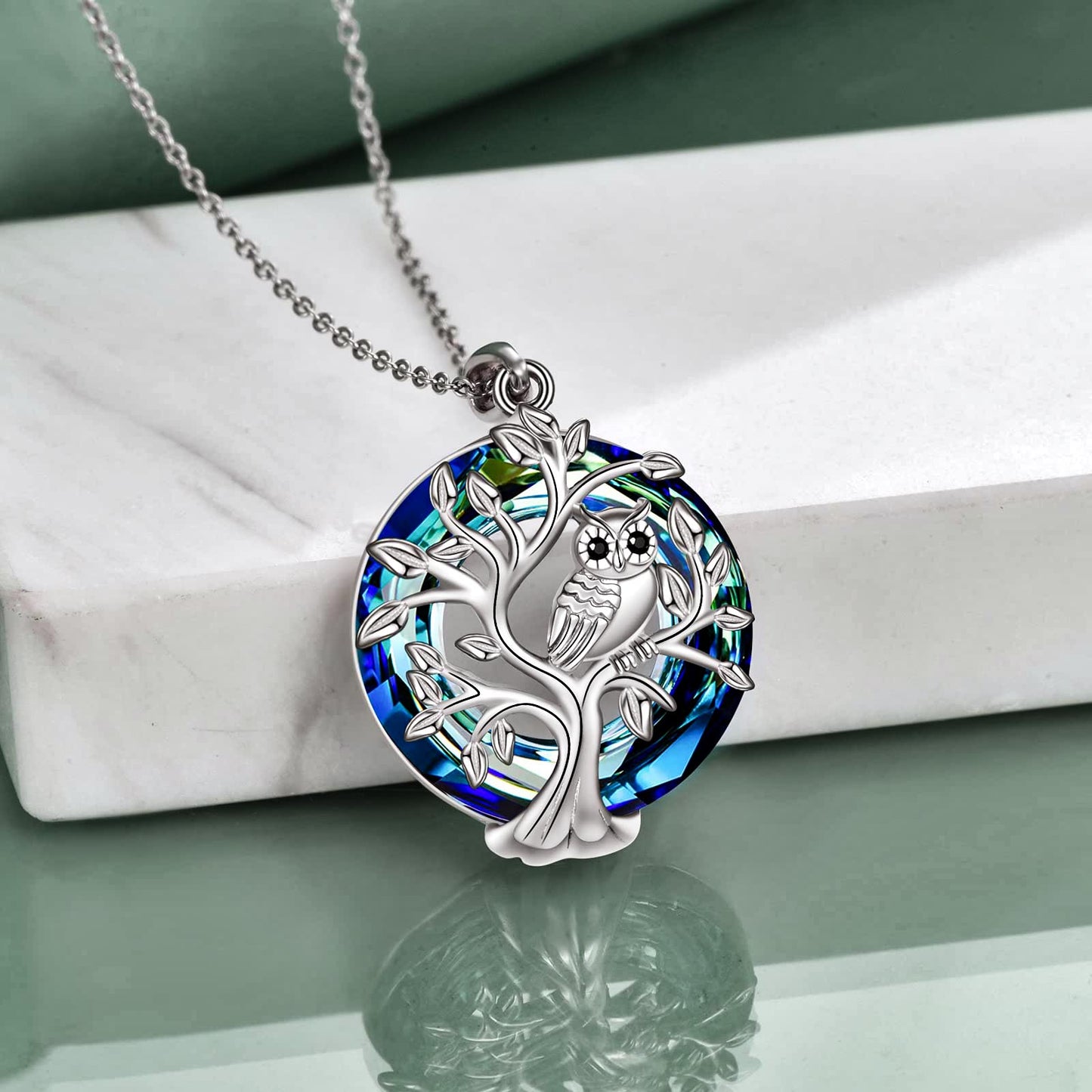 S925 Owl Crystal Necklace