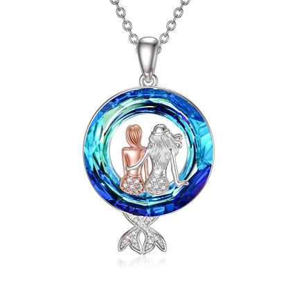 S925 Mermaid Sister Crystal Necklace