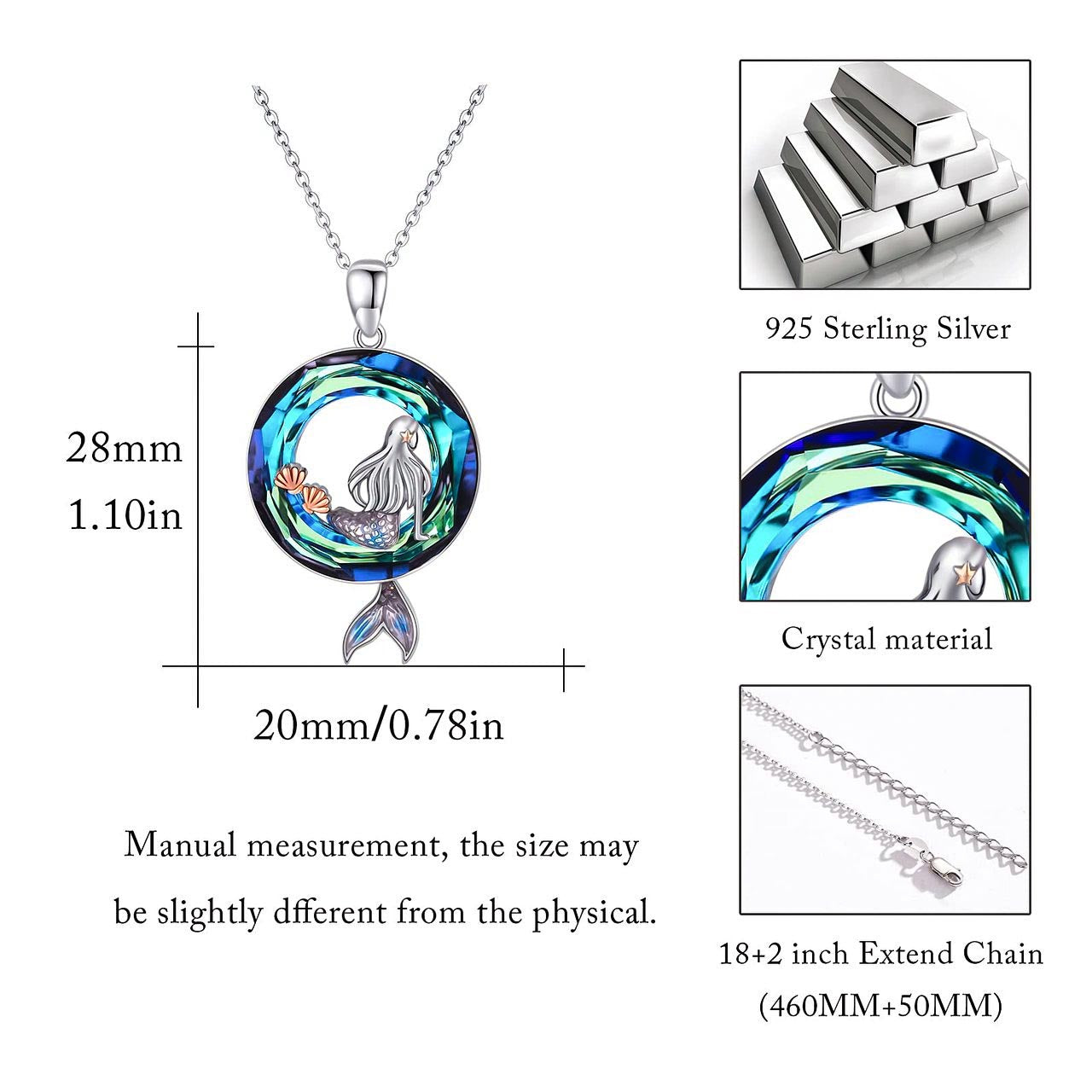 S925 Mermaid Crystal Necklace