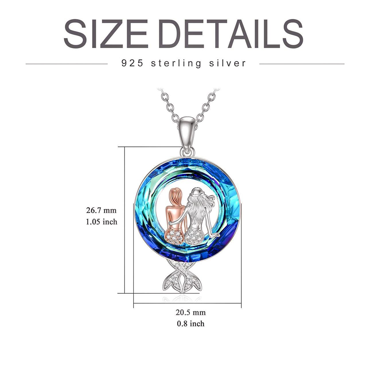 S925 Mermaid Sister Crystal Necklace