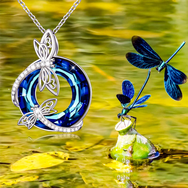 S925 Dragonfly Crystal Necklace