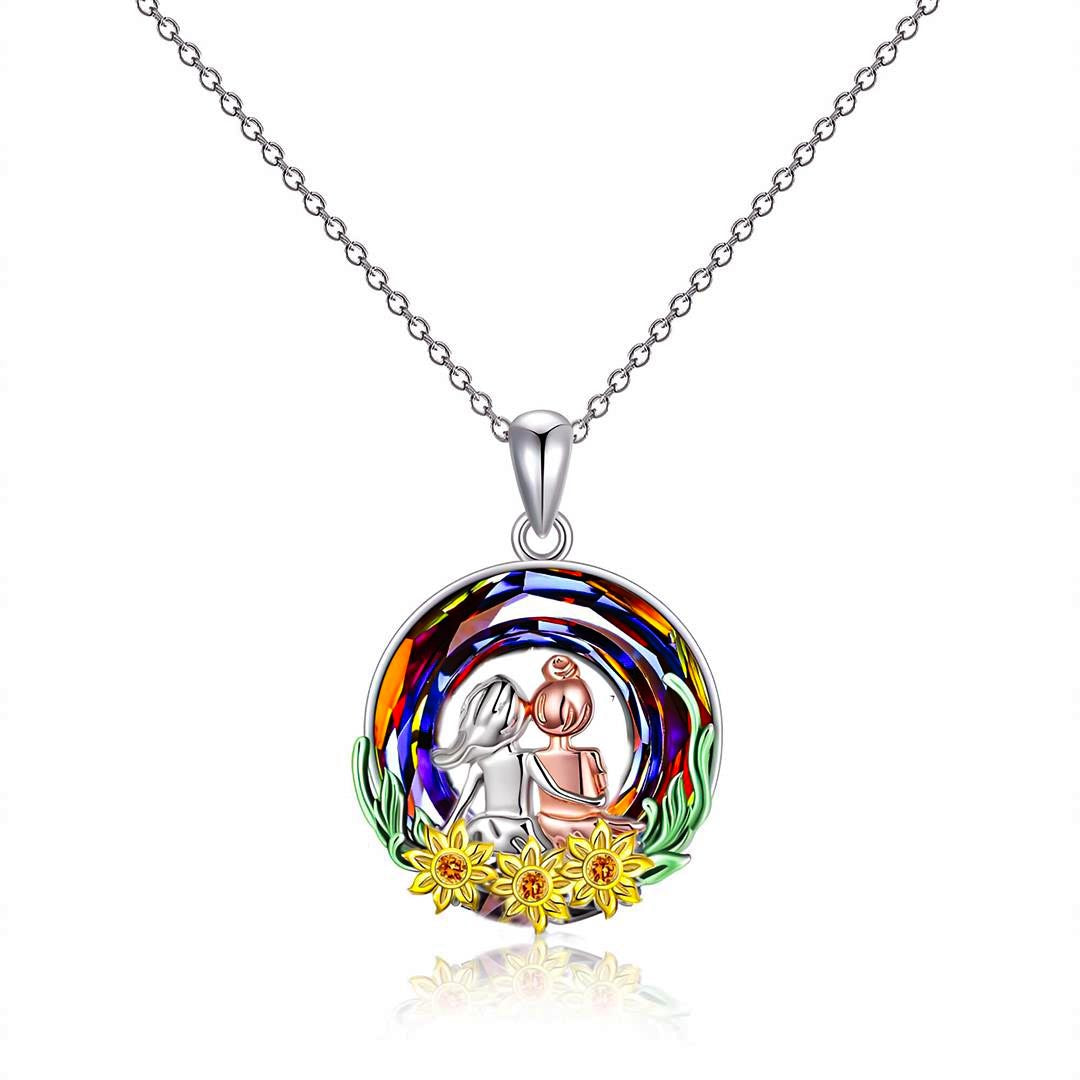 S925 Sisters Never Walk Alone Crystal Necklace