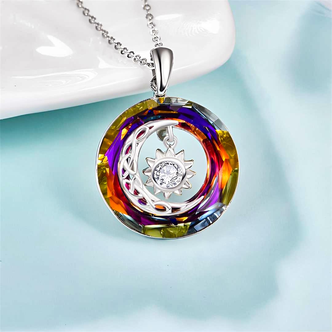 S925 Moon and Sun Crystal Necklace