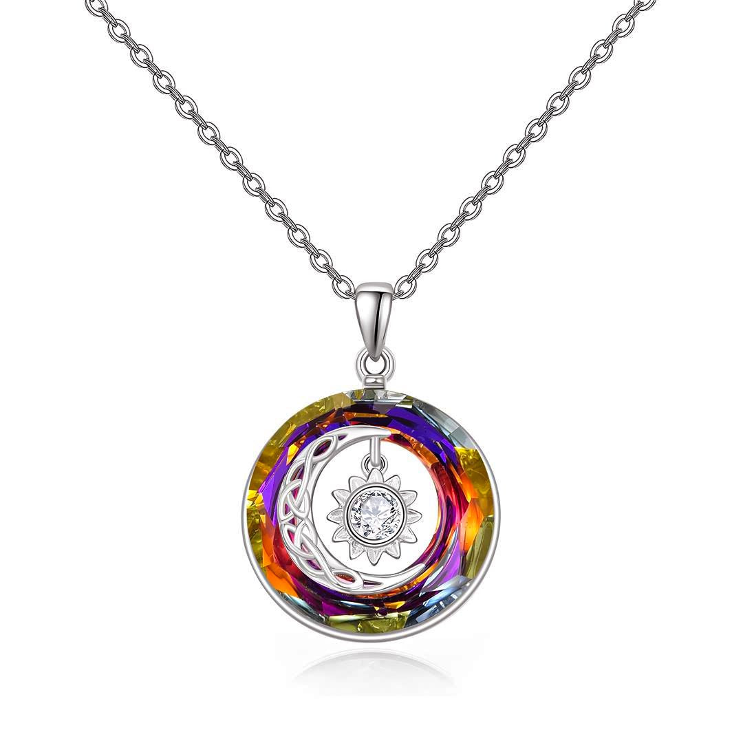 S925 Moon and Sun Crystal Necklace