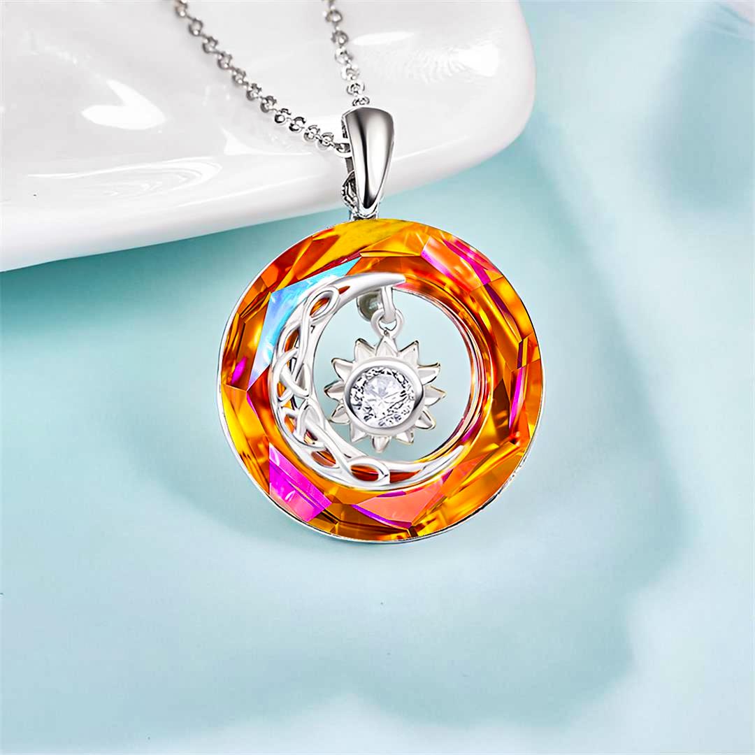 S925 Moon and Sun Crystal Necklace