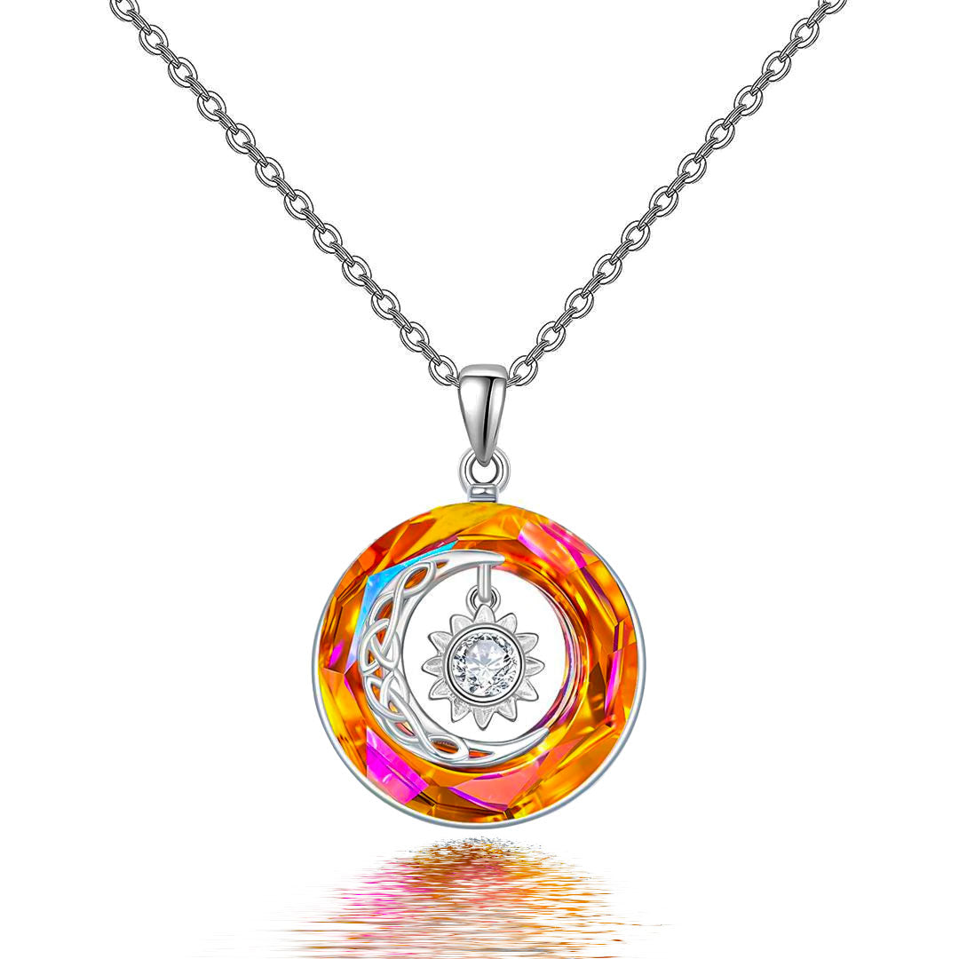 S925 Moon and Sun Crystal Necklace