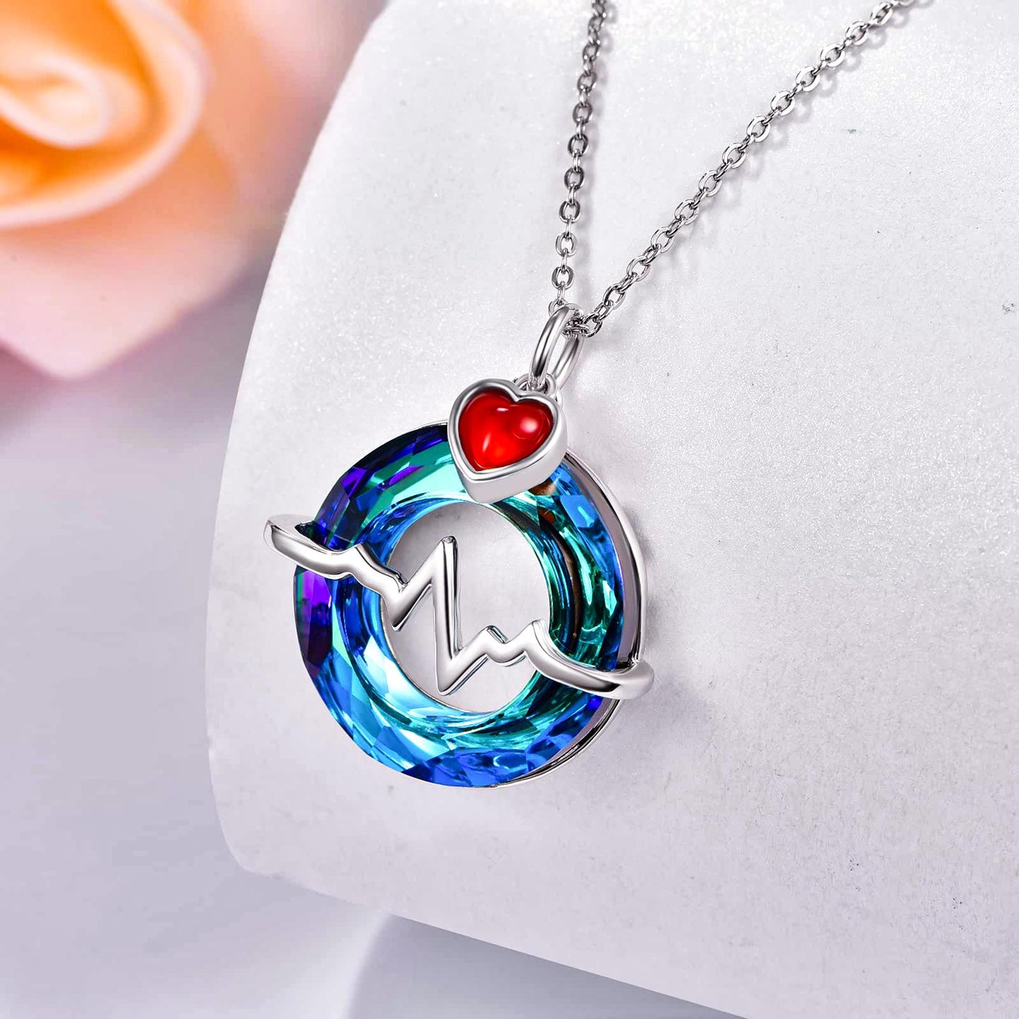 S925 Heartbeat Crystal Necklace