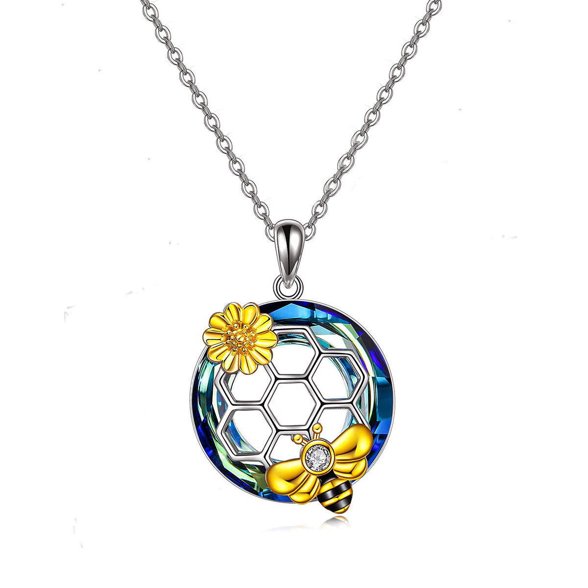 S925 Honeycomb Crystal Necklace